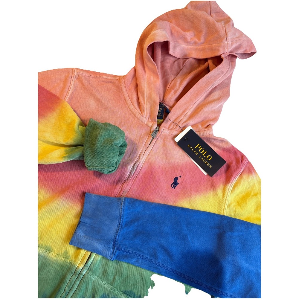 POLO RALPH LAUREN‎ Tie Die Youth Fleece Hoodie Full Zip Size 16